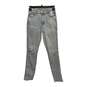 Old Navy Jeans Women 4 Tall Vintage Slim High Rise Light Wash Distressed Raw Hem